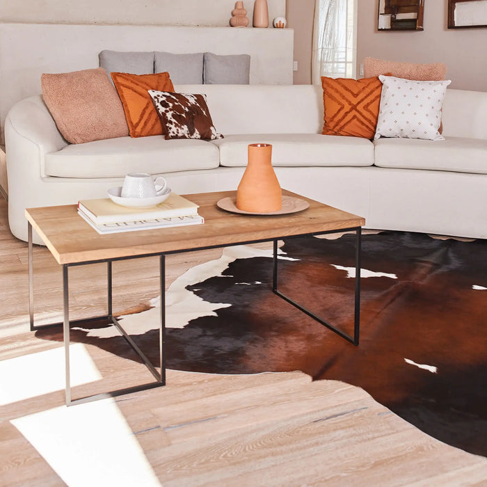 Chocolate and White Brazilian Cowhide Rug