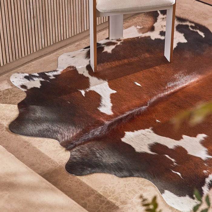 Chocolate and White Brazilian Cowhide Rug