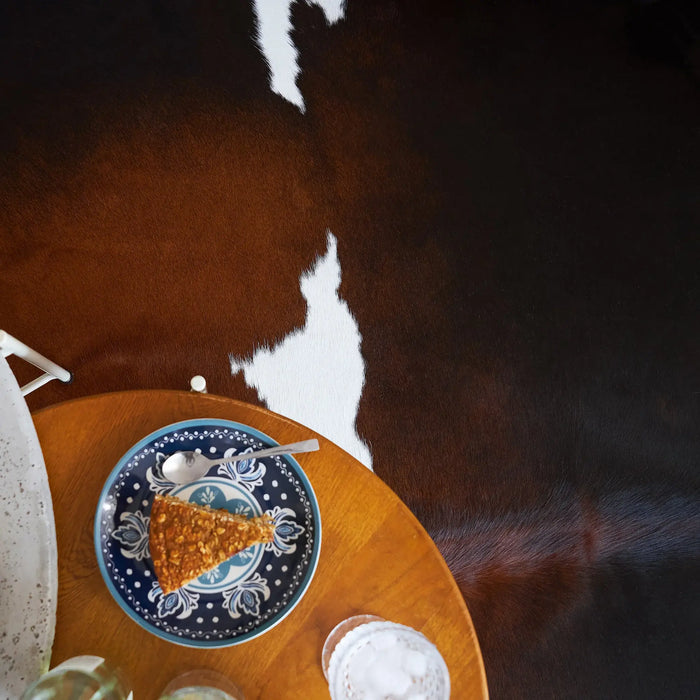 Chocolate and White Brazilian Cowhide Rug
