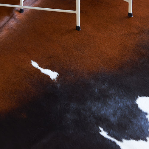 Chocolate and White Brazilian Cowhide Rug: XXL