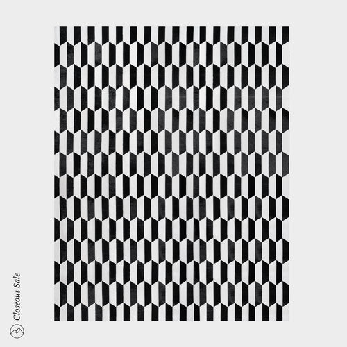 Figaro Black and White Patchwork Cowhide Rug Size 12 x 9 Feet on Sale