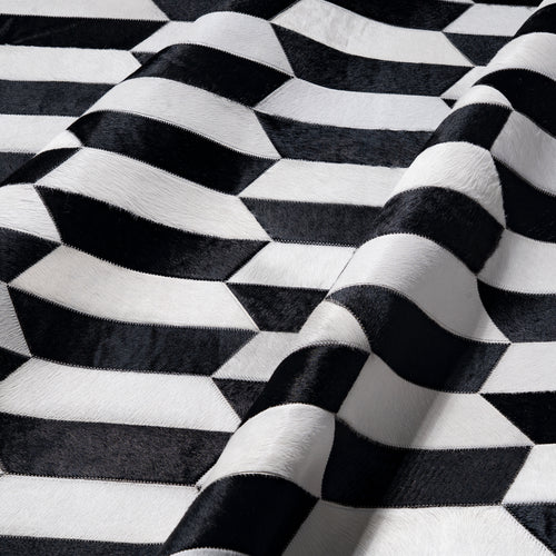 Figaro Black And White Patchwork Cowhide Rug , Anti-Slip Backing | eCowhides | eCowhides