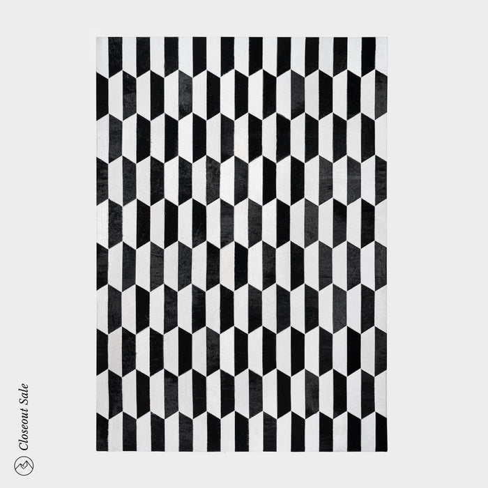 Figaro Black and White Patchwork Cowhide Rug Size 8 x 5 Feet on Sale