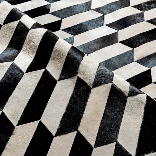 Figaro Black And White Patchwork Cowhide Rug , Anti-Slip Backing | eCowhides | eCowhides