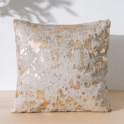 Metallic Gold Cowhide Pillow , Anti-Slip Backing | eCowhides