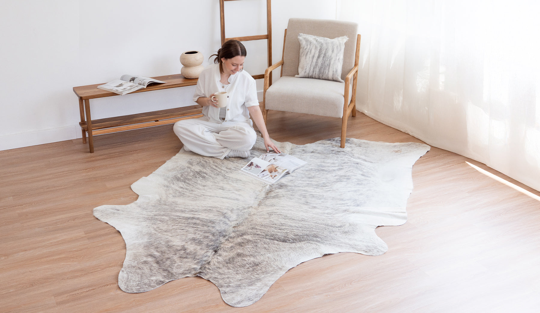 Grey Brindle Cowhide Rug