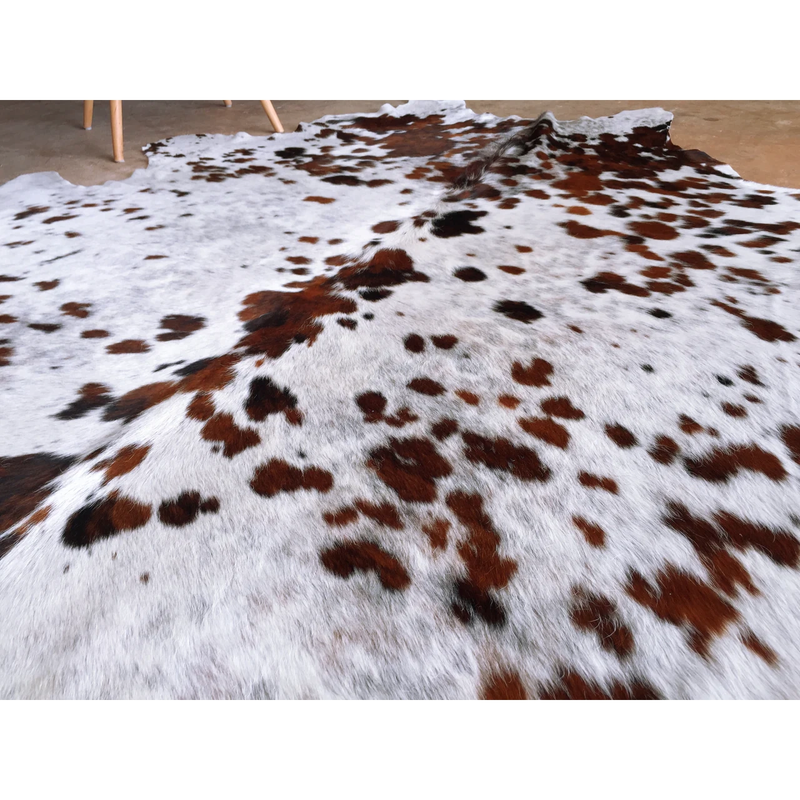 White Tricolor Cowhide Rug , Natural Suede Leather | eCowhides