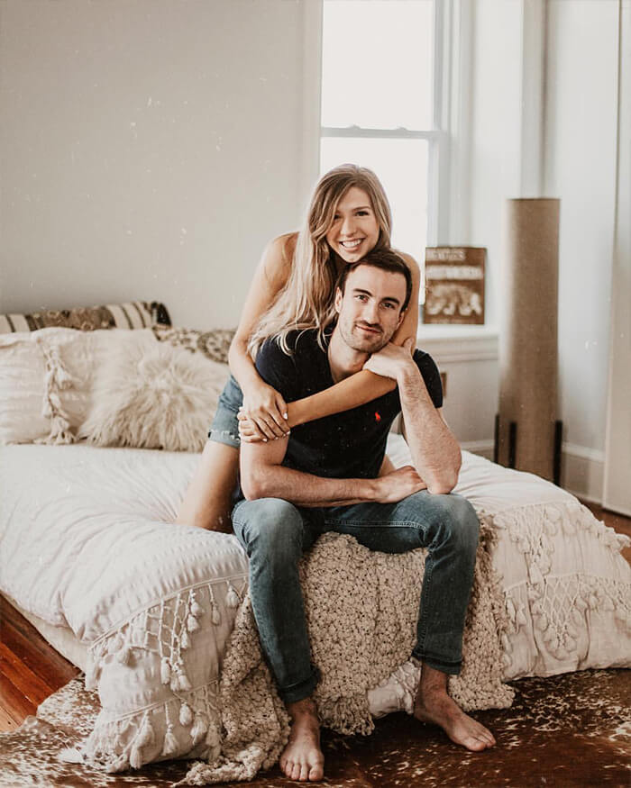 Couple on a Speckled Cowhide Rug