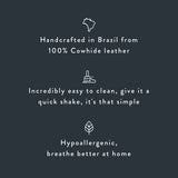 eCowhides Brazilian cowhide sourcing infographic — ethical tannery and quality standards