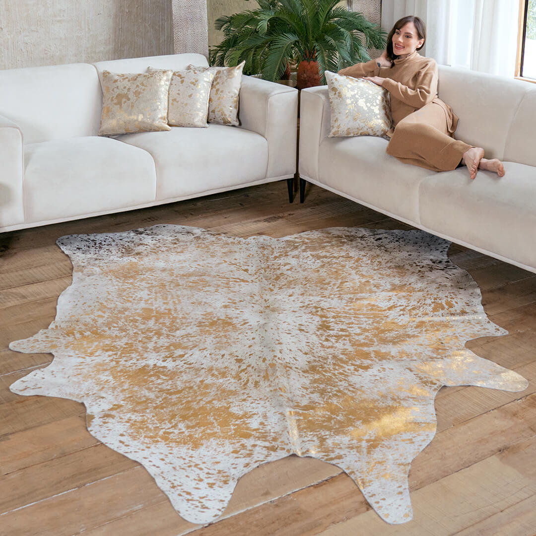 Allergy Free - Metallic Gold Cowhide Pillow