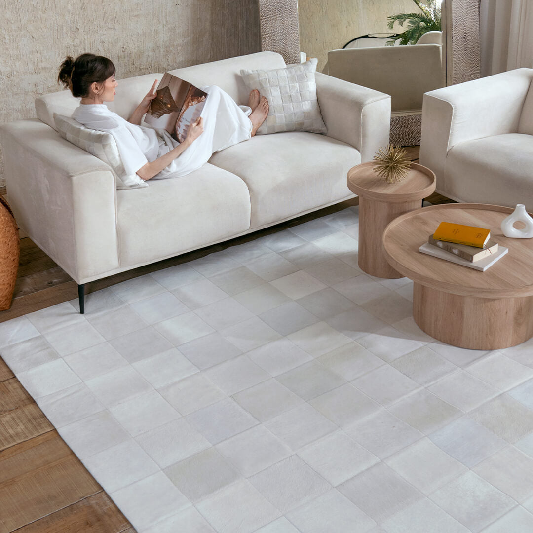 ALLERGY Free - White Cowhide Patchwork Pillow