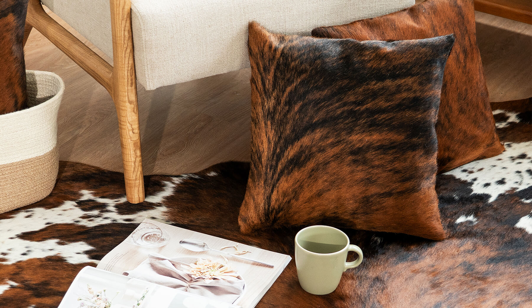Brindle Cowhide Pillow Lifestyle