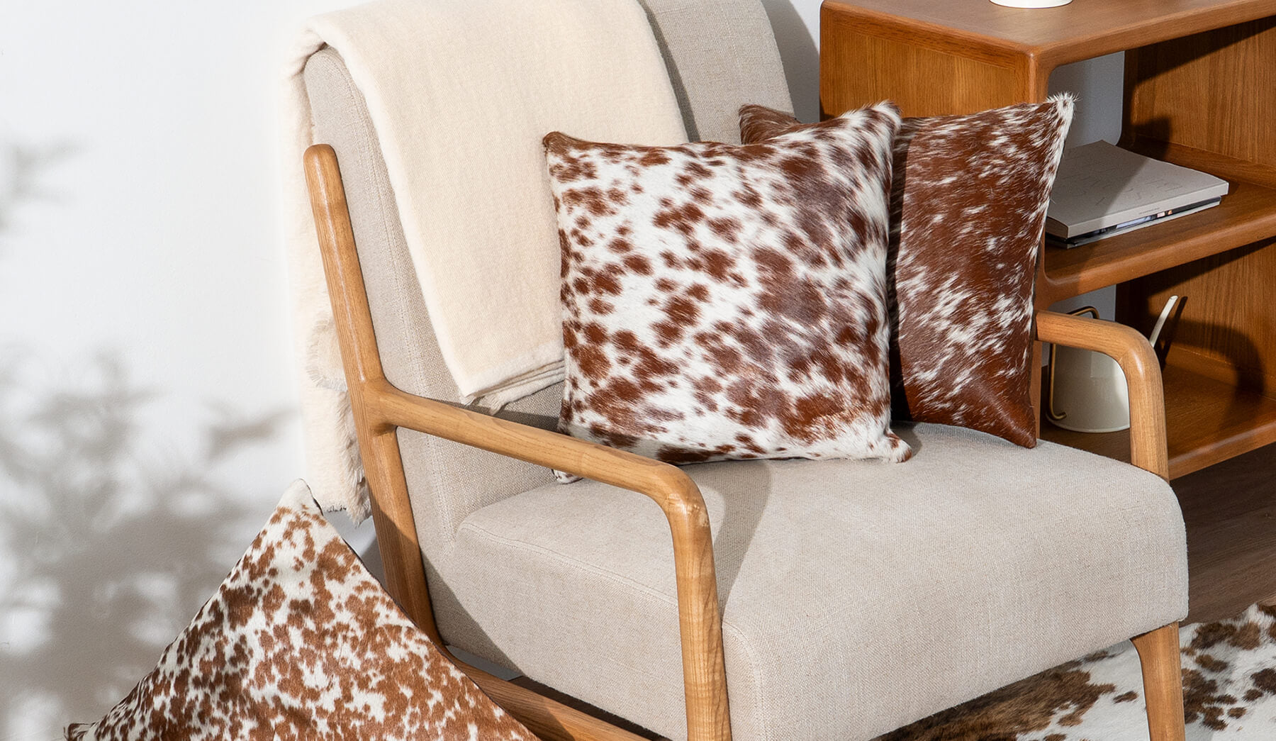 Brown Salt and Pepper Cowhide Pillow Lifestyle
