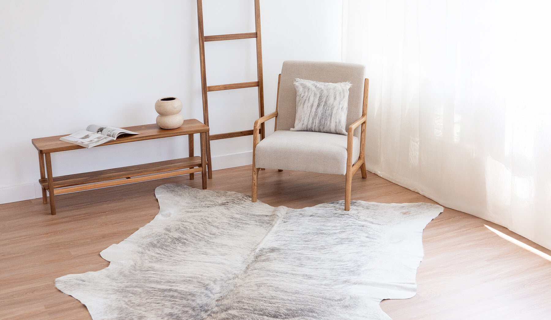 Light Brindle Cowhide Pillow Lifestyle