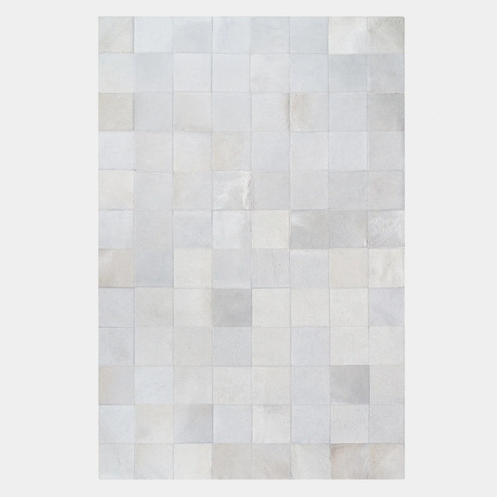 Rhodes White Cowhide Rug, Natural Suede Leather | eCowhides