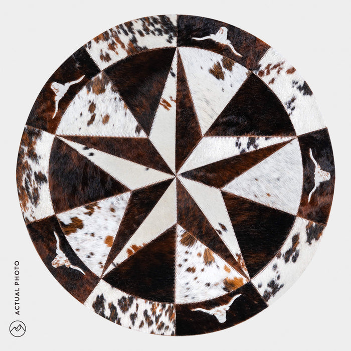 Texas Cowhide Star Round Rug Size 40 Inches S-104