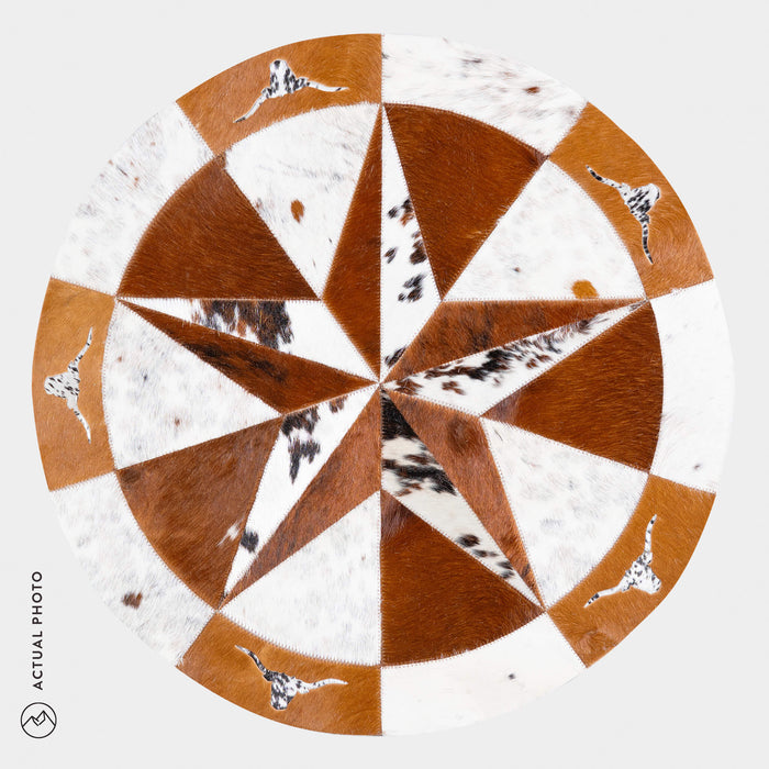 Texas Cowhide Star Round Rug Size 40 Inches S-107