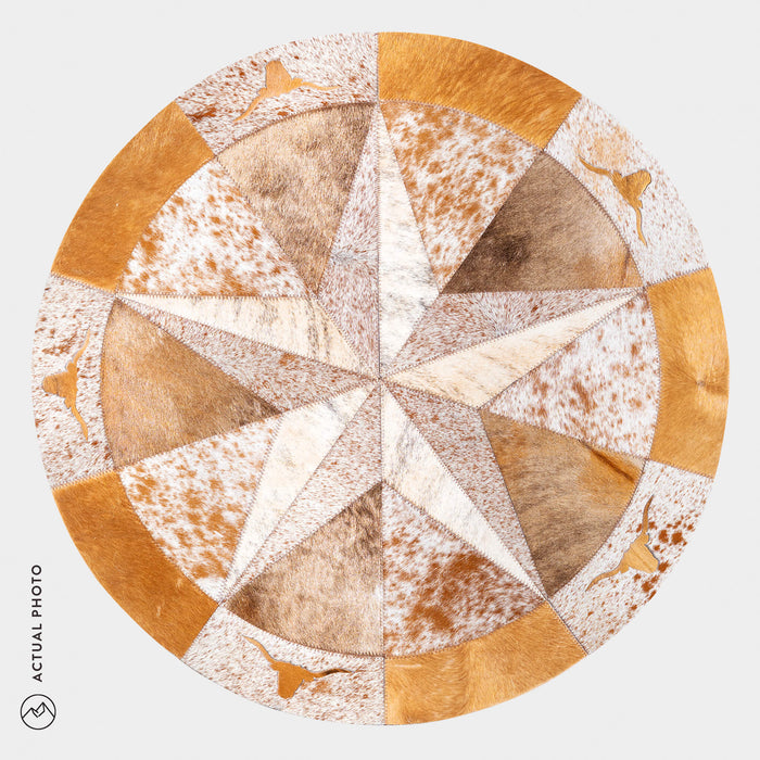 Texas Cowhide Star Round Rug Size 40 Inches S-111