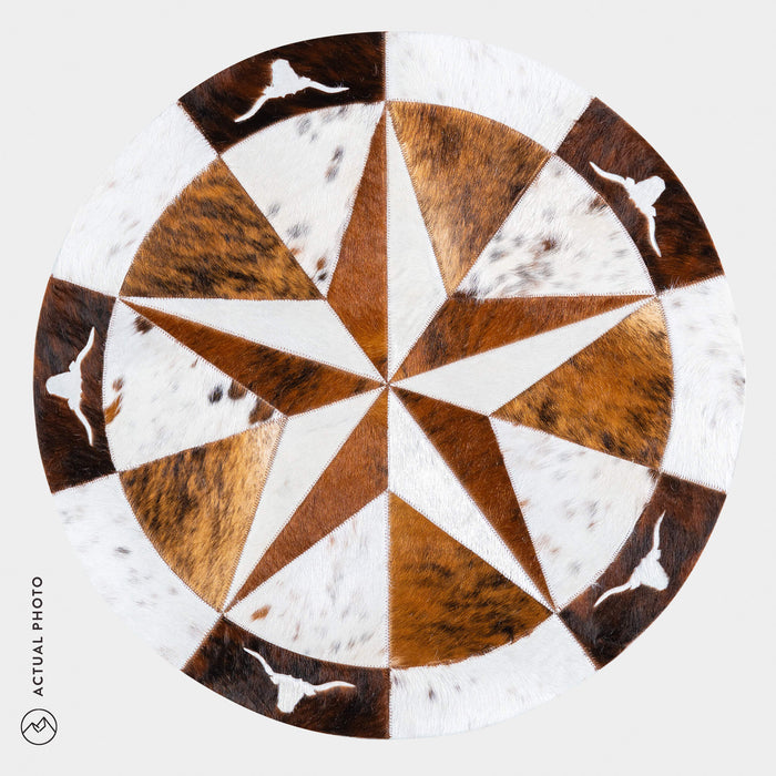 Texas Cowhide Star Round Rug Size 40 Inches S-112