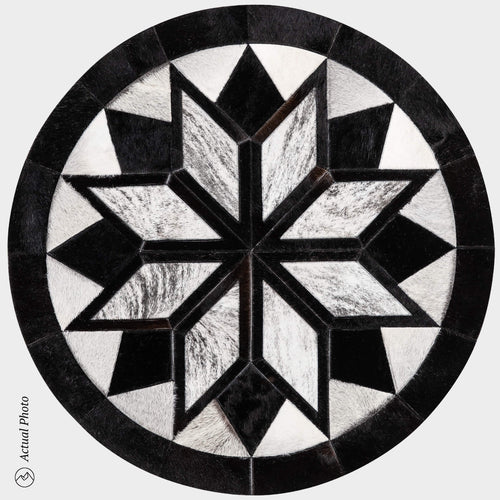 Mandala Cowhide Star Round Rug Size 50 Inches S-101