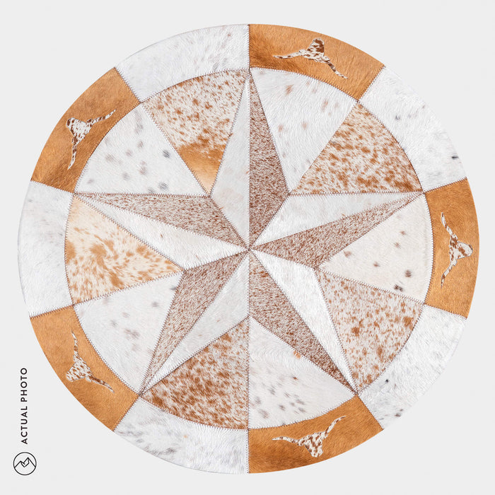 Texas Cowhide Star Round Rug Size 40 Inches S-120