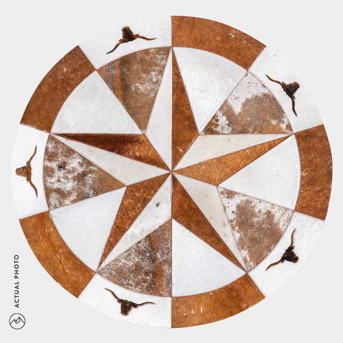Texas Cowhide Star Round Rug Size 40 Inches S-121
