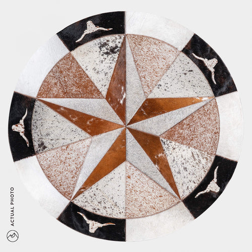 Texas Cowhide Star Round Rug Size 40 Inches S-122