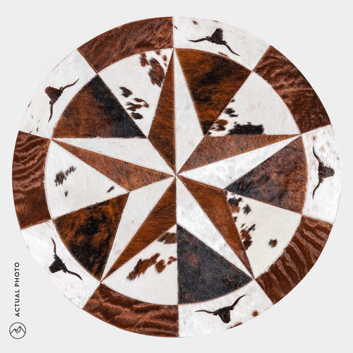Texas Cowhide Star Round Rug Size 40 Inches S-123