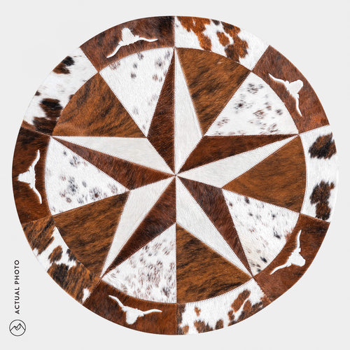 Texas Cowhide Star Round Rug Size 40 Inches S-124