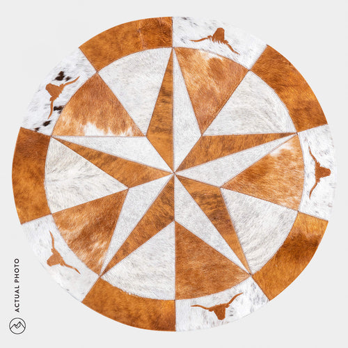 Texas Cowhide Star Round Rug Size 40 Inches S-125