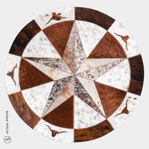 Texas Cowhide Star Round Rug Size 40 Inches S-126