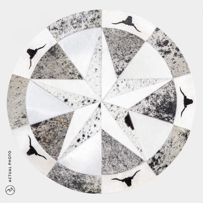 Texas Cowhide Star Round Rug Size 40 Inches S-128