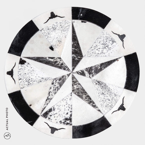Texas Cowhide Star Round Rug Size 40 Inches S-129