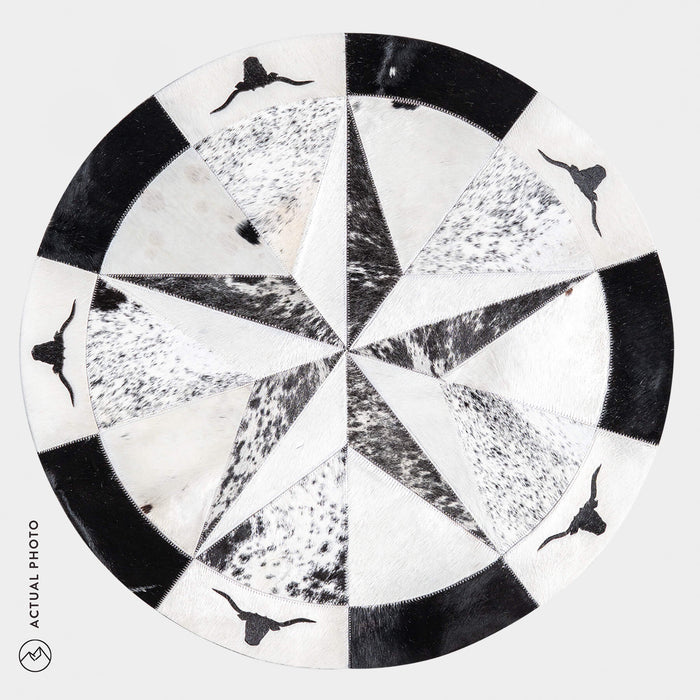 Texas Cowhide Star Round Rug Size 40 Inches S-129