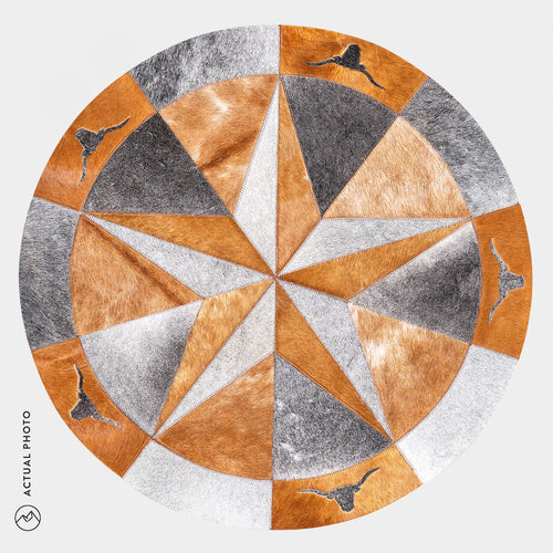 Texas Cowhide Star Round Rug Size 40 Inches S-130