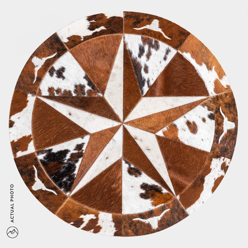 Texas Cowhide Star Round Rug Size 40 Inches S-131