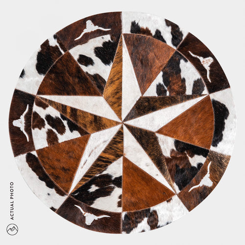 Texas Cowhide Star Round Rug Size 40 Inches S-132