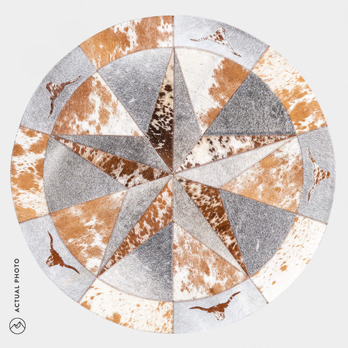 Texas Cowhide Star Round Rug Size 40 Inches S-133