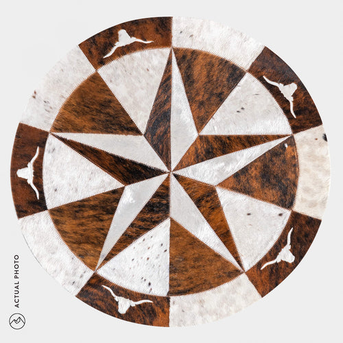 Texas Cowhide Star Round Rug Size 40 Inches S-134