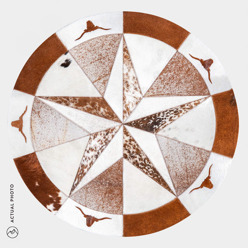 Texas Cowhide Star Round Rug Size 40 Inches S-135