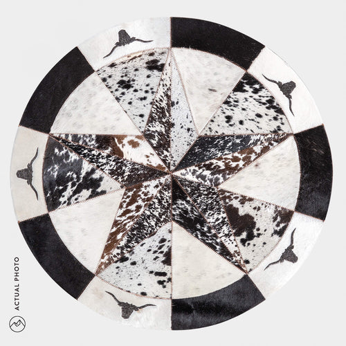 Texas Cowhide Star Round Rug Size 40 Inches S-136