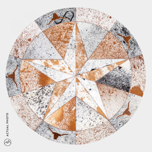 Texas Cowhide Star Round Rug Size 40 Inches S-137