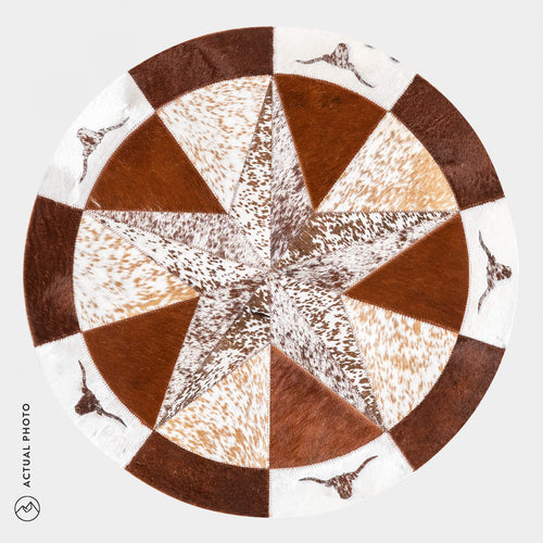 Texas Cowhide Star Round Rug Size 40 Inches S-138
