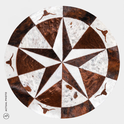 Texas Cowhide Star Round Rug Size 40 Inches S-139