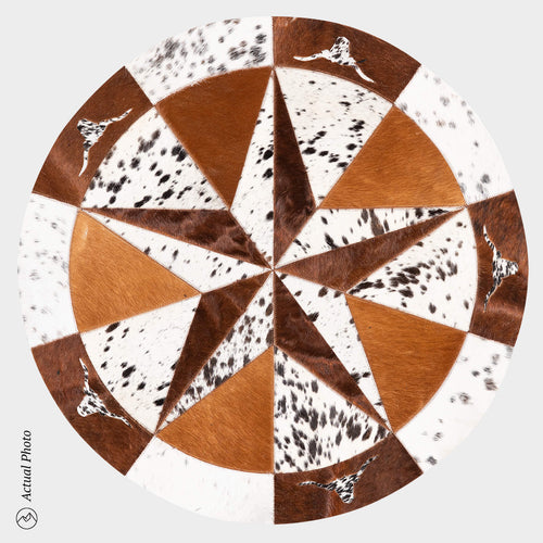 Texas Cowhide Star Round Rug Size 40 Inches S-40