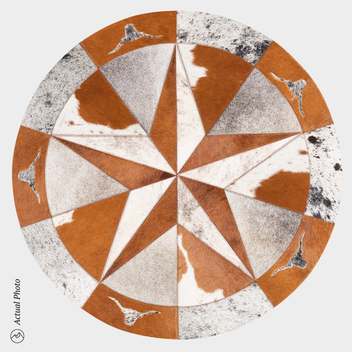 Texas Cowhide Star Round Rug Size 40 Inches S-41