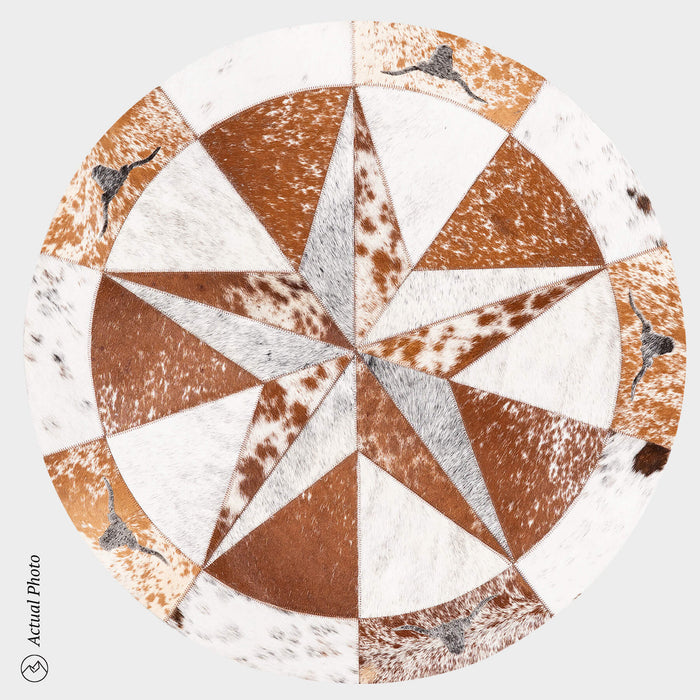 Texas Cowhide Star Round Rug Size 40 Inches S-42