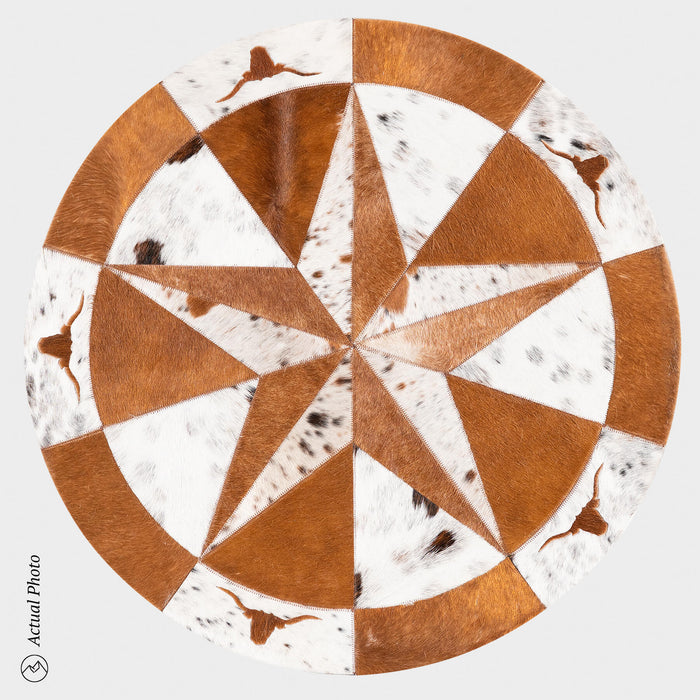 Texas Cowhide Star Round Rug Size 40 Inches S-43