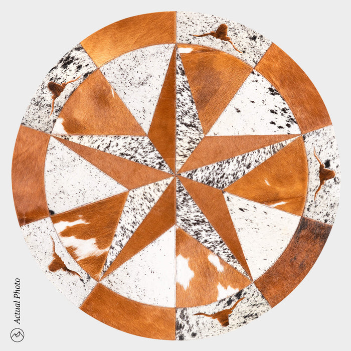 Texas Cowhide Star Round Rug Size 40 Inches S-45
