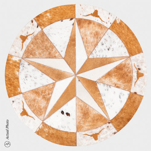 Texas Cowhide Star Round Rug Size 40 Inches S-46